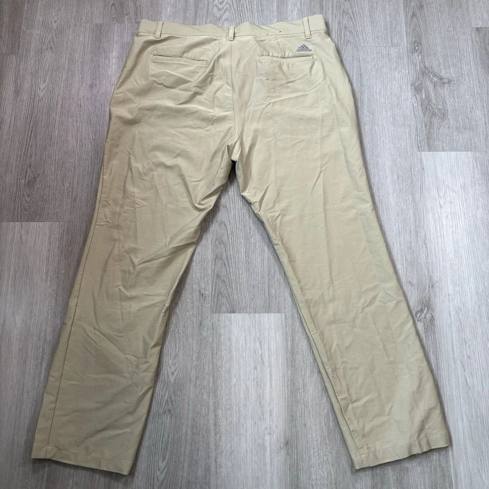 Adidas Golf Mens Tan Khaki Performance Flat Front Trousers‎ Pants 35x30